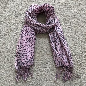 Pink fringe scarf
